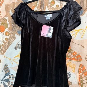 Vixen by Micheline Pitt Black Velvet Blouse